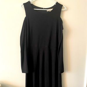 Black long sleeve open shoulder dress